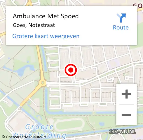 Locatie op kaart van de 112 melding: Ambulance Met Spoed Naar Goes, Notestraat op 9 december 2016 12:23