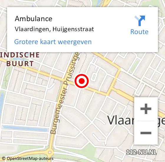Locatie op kaart van de 112 melding: Ambulance Vlaardingen, Huijgensstraat op 9 december 2016 12:32
