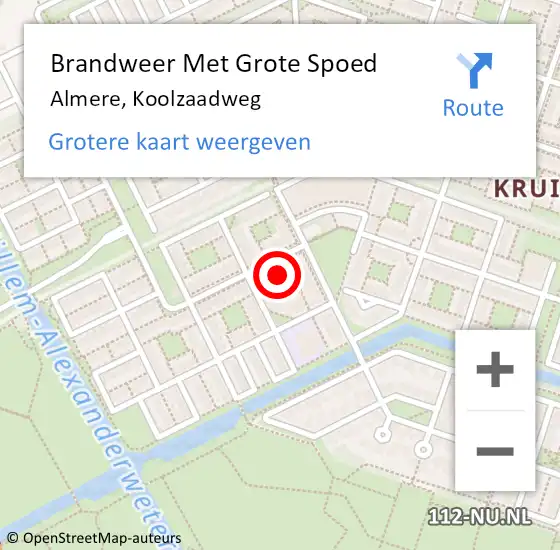 Locatie op kaart van de 112 melding: Brandweer Met Grote Spoed Naar Almere, Koolzaadweg op 9 december 2016 12:59