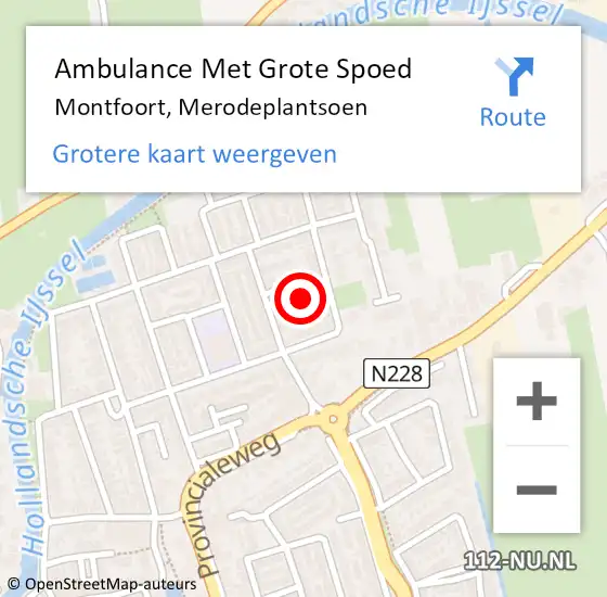 Locatie op kaart van de 112 melding: Ambulance Met Grote Spoed Naar Montfoort, Merodeplantsoen op 3 januari 2014 21:28