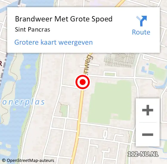 Locatie op kaart van de 112 melding: Brandweer Met Grote Spoed Naar Sint Pancras op 9 december 2016 15:34