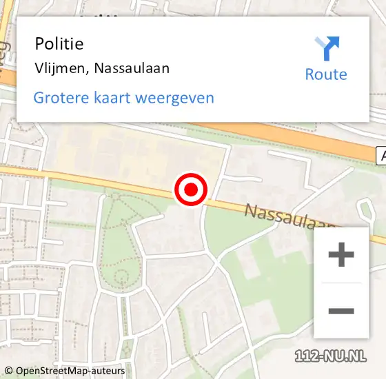 Locatie op kaart van de 112 melding: Politie Vlijmen, Nassaulaan op 9 december 2016 16:18