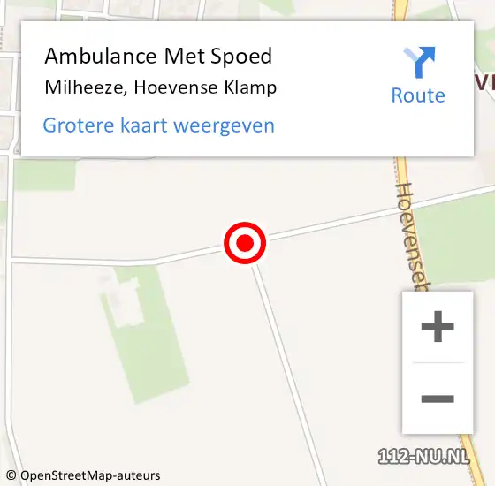 Locatie op kaart van de 112 melding: Ambulance Met Spoed Naar Milheeze, Hoevense Klamp op 9 december 2016 17:16