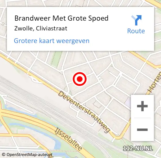 Locatie op kaart van de 112 melding: Brandweer Met Grote Spoed Naar Zwolle, Cliviastraat op 9 december 2016 18:32