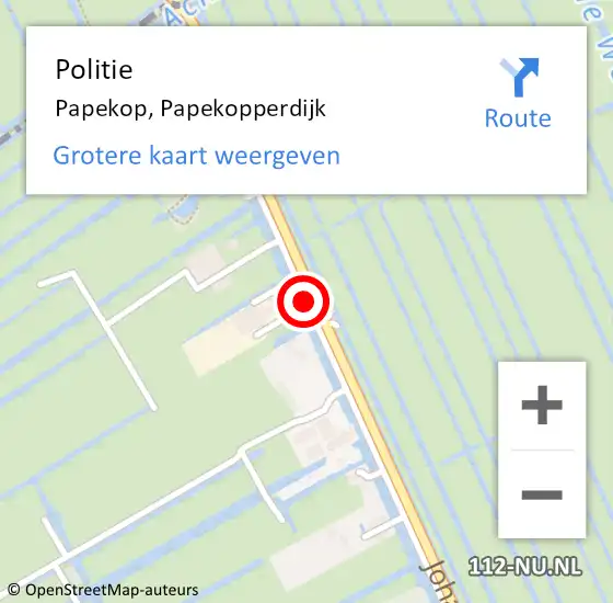 Locatie op kaart van de 112 melding: Politie Papekop, Papekopperdijk op 9 december 2016 18:59