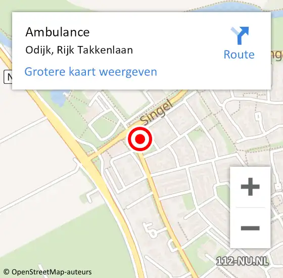 Locatie op kaart van de 112 melding: Ambulance Odijk, Rijk Takkenlaan op 9 december 2016 19:03