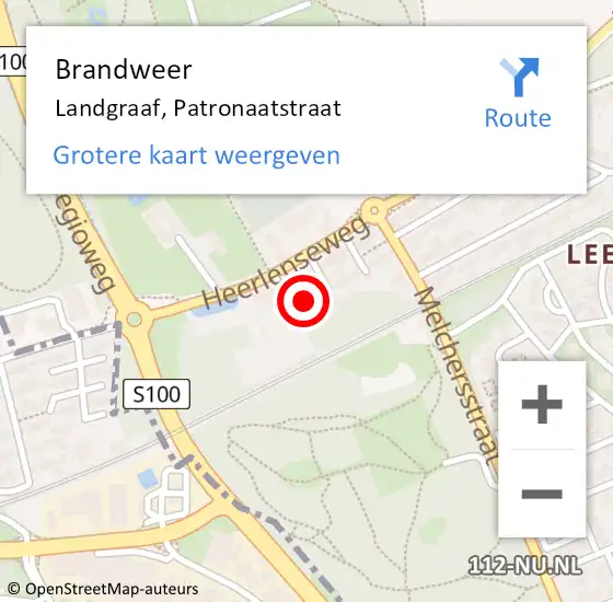 Locatie op kaart van de 112 melding: Brandweer Landgraaf, Patronaatstraat op 3 januari 2014 22:14