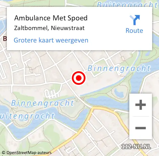 Locatie op kaart van de 112 melding: Ambulance Met Spoed Naar Zaltbommel, Nieuwstraat op 9 december 2016 20:44