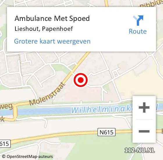 Locatie op kaart van de 112 melding: Ambulance Met Spoed Naar Lieshout, Papenhoef op 9 december 2016 20:55