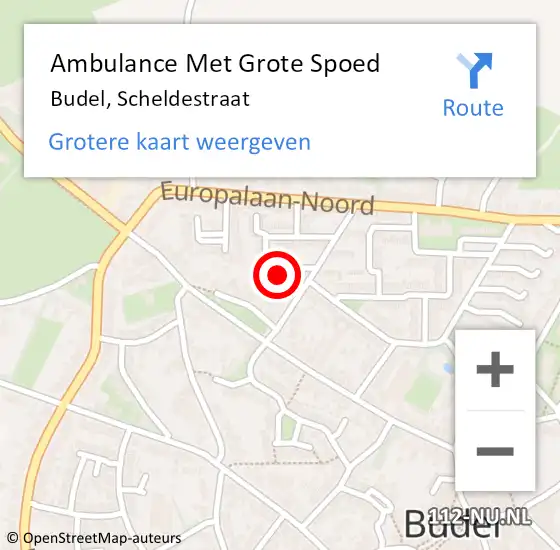 Locatie op kaart van de 112 melding: Ambulance Met Grote Spoed Naar Budel, Scheldestraat op 9 december 2016 21:20