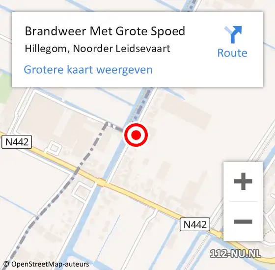 Locatie op kaart van de 112 melding: Brandweer Met Grote Spoed Naar Hillegom, Noorder Leidsevaart op 9 december 2016 21:52