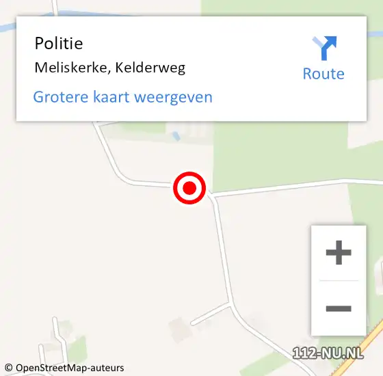 Locatie op kaart van de 112 melding: Politie Meliskerke, Kelderweg op 9 december 2016 21:52