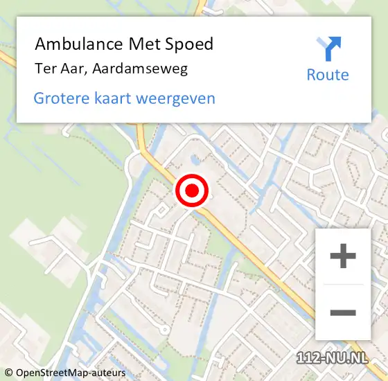 Locatie op kaart van de 112 melding: Ambulance Met Spoed Naar Ter Aar, Aardamseweg op 9 december 2016 22:00