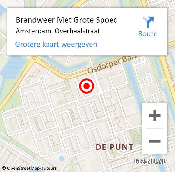 Locatie op kaart van de 112 melding: Brandweer Met Grote Spoed Naar Amsterdam, Overhaalstraat op 9 december 2016 22:32