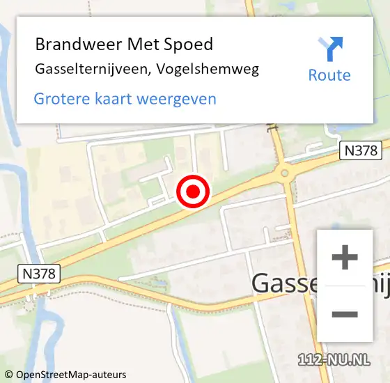 Locatie op kaart van de 112 melding: Brandweer Met Spoed Naar Gasselternijveen, Vogelshemweg op 9 december 2016 23:18