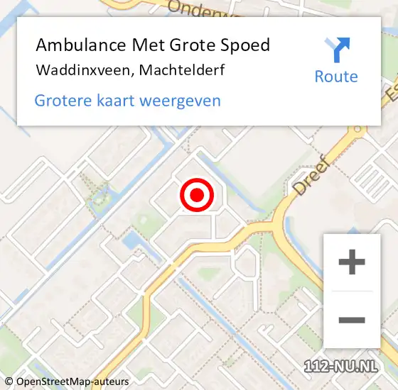 Locatie op kaart van de 112 melding: Ambulance Met Grote Spoed Naar Waddinxveen, Machtelderf op 10 december 2016 00:40