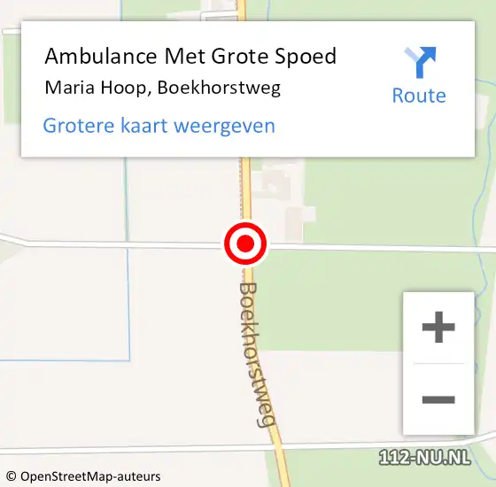 Locatie op kaart van de 112 melding: Ambulance Met Grote Spoed Naar Maria Hoop, Boekhorstweg op 10 december 2016 01:14