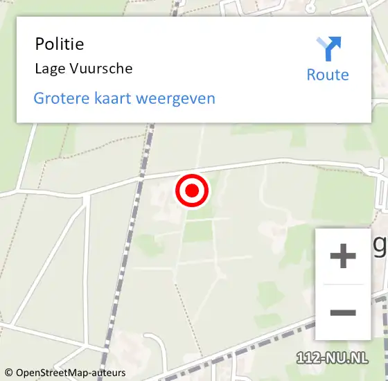 Locatie op kaart van de 112 melding: Politie Lage Vuursche op 3 januari 2014 22:42