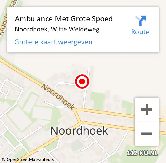 Locatie op kaart van de 112 melding: Ambulance Met Grote Spoed Naar Noordhoek, Witte Weideweg op 10 december 2016 01:33