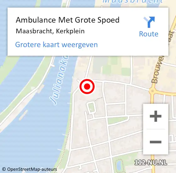 Locatie op kaart van de 112 melding: Ambulance Met Grote Spoed Naar Maasbracht, Kerkplein op 10 december 2016 05:20