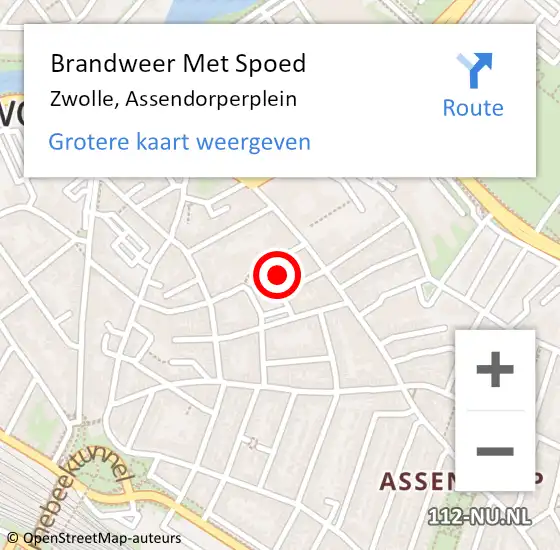 Locatie op kaart van de 112 melding: Brandweer Met Spoed Naar Zwolle, Assendorperplein op 10 december 2016 05:23