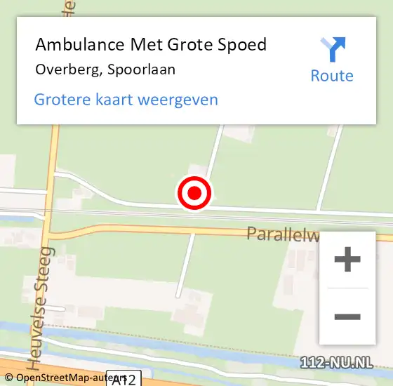 Locatie op kaart van de 112 melding: Ambulance Met Grote Spoed Naar Overberg, Spoorlaan op 10 december 2016 05:31