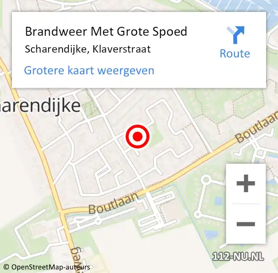 Locatie op kaart van de 112 melding: Brandweer Met Grote Spoed Naar Scharendijke, Klaverstraat op 10 december 2016 06:54