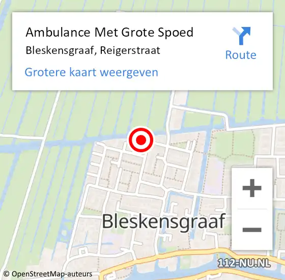 Locatie op kaart van de 112 melding: Ambulance Met Grote Spoed Naar Bleskensgraaf, Reigerstraat op 10 december 2016 07:16