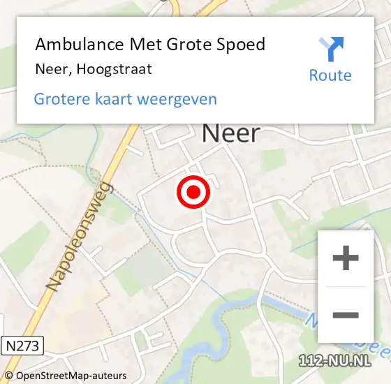 Locatie op kaart van de 112 melding: Ambulance Met Grote Spoed Naar Neer, Hoogstraat op 3 januari 2014 23:07