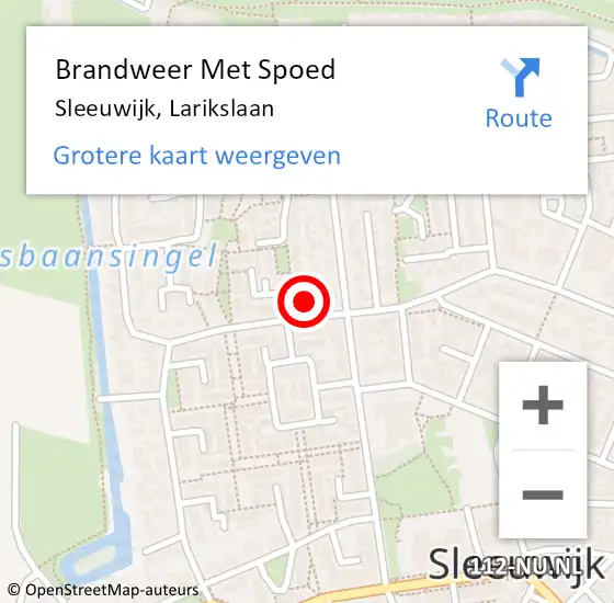 Locatie op kaart van de 112 melding: Brandweer Met Spoed Naar Sleeuwijk, Larikslaan op 10 december 2016 09:35