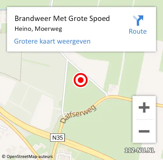 Locatie op kaart van de 112 melding: Brandweer Met Grote Spoed Naar Heino, Moerweg op 10 december 2016 10:15