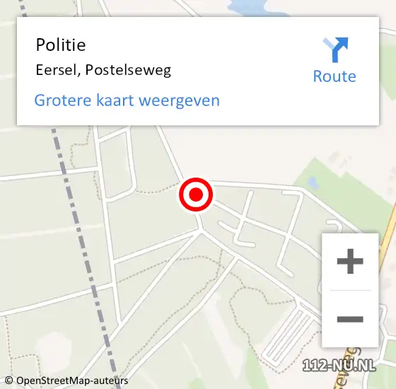 Locatie op kaart van de 112 melding: Politie Eersel, Postelseweg op 10 december 2016 10:21