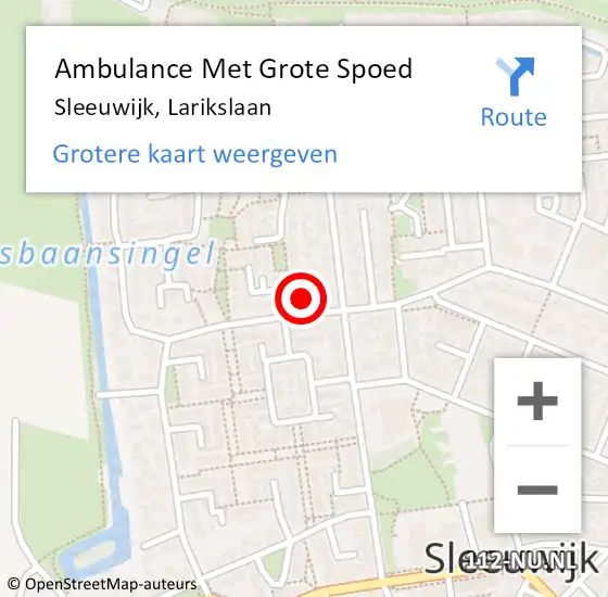 Locatie op kaart van de 112 melding: Ambulance Met Grote Spoed Naar Sleeuwijk, Larikslaan op 10 december 2016 10:25