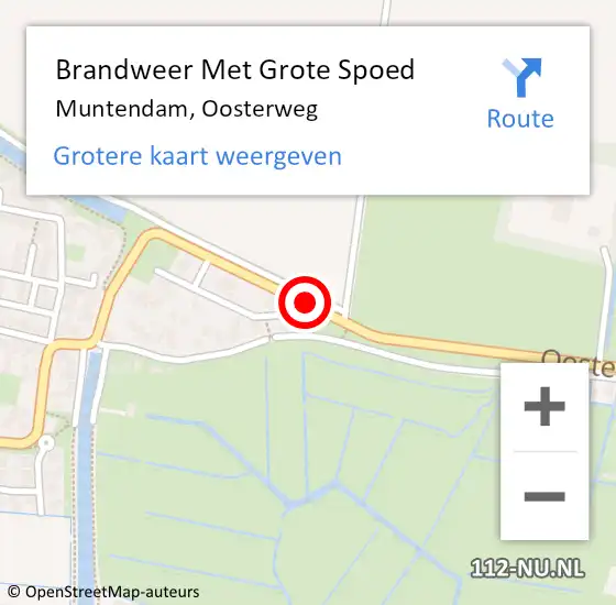 Locatie op kaart van de 112 melding: Brandweer Met Grote Spoed Naar Muntendam, Oosterweg op 10 december 2016 10:30