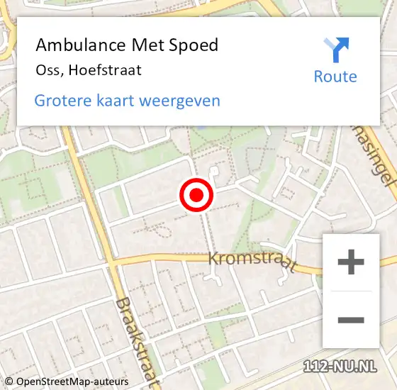 Locatie op kaart van de 112 melding: Ambulance Met Spoed Naar Oss, Hoefstraat op 10 december 2016 10:32