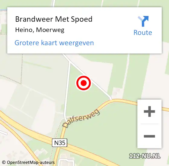 Locatie op kaart van de 112 melding: Brandweer Met Spoed Naar Heino, Moerweg op 10 december 2016 10:42