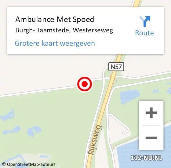 Locatie op kaart van de 112 melding: Ambulance Met Spoed Naar Burgh-Haamstede, Westerseweg op 10 december 2016 10:46