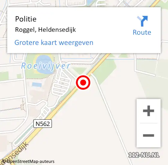 Locatie op kaart van de 112 melding: Politie Roggel, Heldensedijk op 10 december 2016 10:46