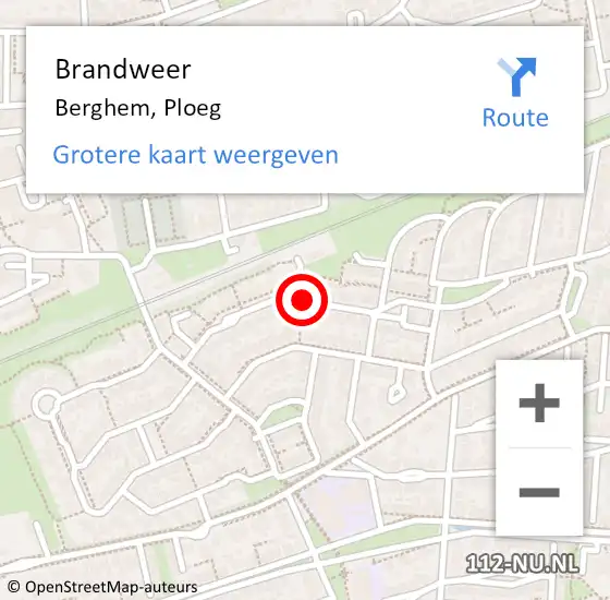 Locatie op kaart van de 112 melding: Brandweer Berghem, Ploeg op 10 december 2016 12:10