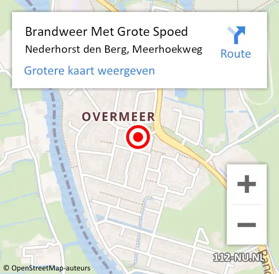 Locatie op kaart van de 112 melding: Brandweer Met Grote Spoed Naar Nederhorst den Berg, Meerhoekweg op 10 december 2016 12:59