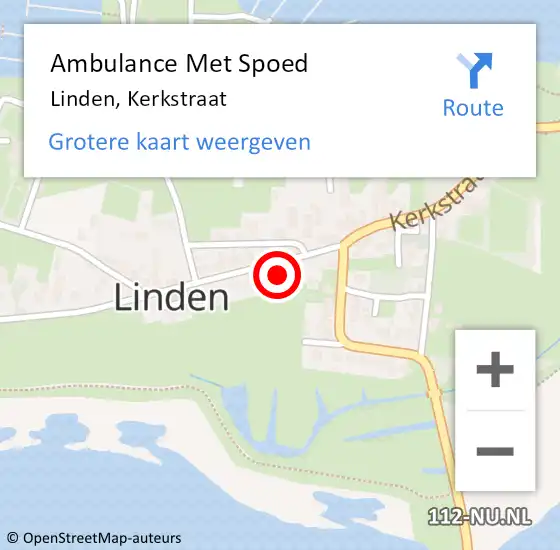 Locatie op kaart van de 112 melding: Ambulance Met Spoed Naar Linden, Kerkstraat op 10 december 2016 13:05