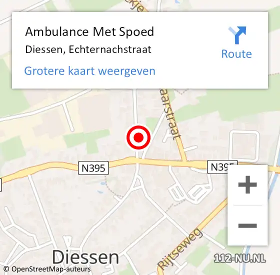 Locatie op kaart van de 112 melding: Ambulance Met Spoed Naar Diessen, Echternachstraat op 10 december 2016 13:09