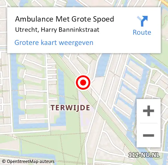Locatie op kaart van de 112 melding: Ambulance Met Grote Spoed Naar Utrecht, Harry Banninkstraat op 10 december 2016 13:25
