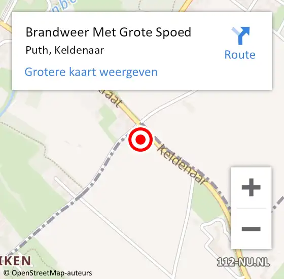 Locatie op kaart van de 112 melding: Brandweer Met Grote Spoed Naar Puth, Keldenaar op 10 december 2016 13:36