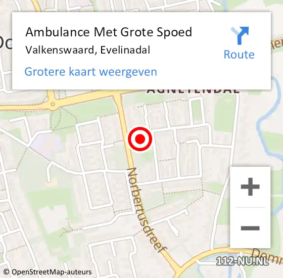 Locatie op kaart van de 112 melding: Ambulance Met Grote Spoed Naar Valkenswaard, Evelinadal op 10 december 2016 13:39