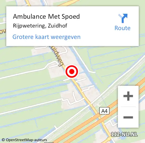 Locatie op kaart van de 112 melding: Ambulance Met Spoed Naar Rijpwetering, Zuidhof op 10 december 2016 13:53