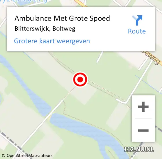 Locatie op kaart van de 112 melding: Ambulance Met Grote Spoed Naar Blitterswijck, Boltweg op 3 januari 2014 23:57