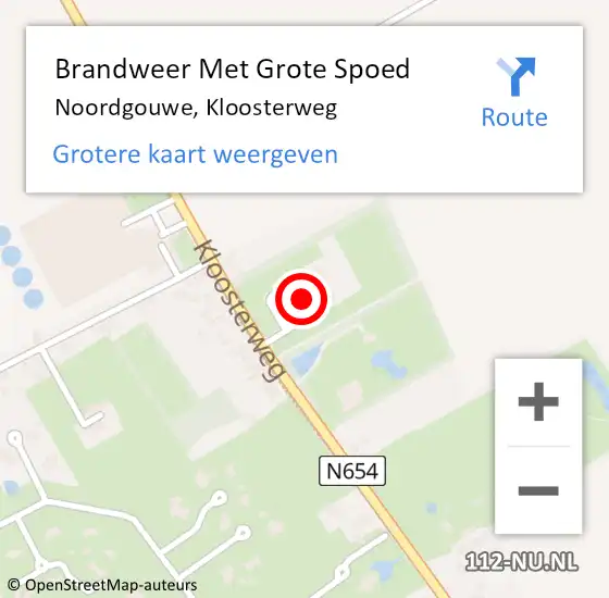 Locatie op kaart van de 112 melding: Brandweer Met Grote Spoed Naar Noordgouwe, Kloosterweg op 10 december 2016 15:08