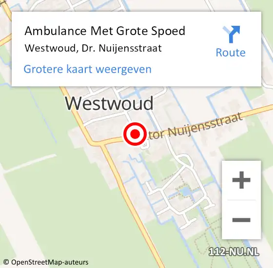 Locatie op kaart van de 112 melding: Ambulance Met Grote Spoed Naar Westwoud, Dr. Nuijensstraat op 10 december 2016 15:13