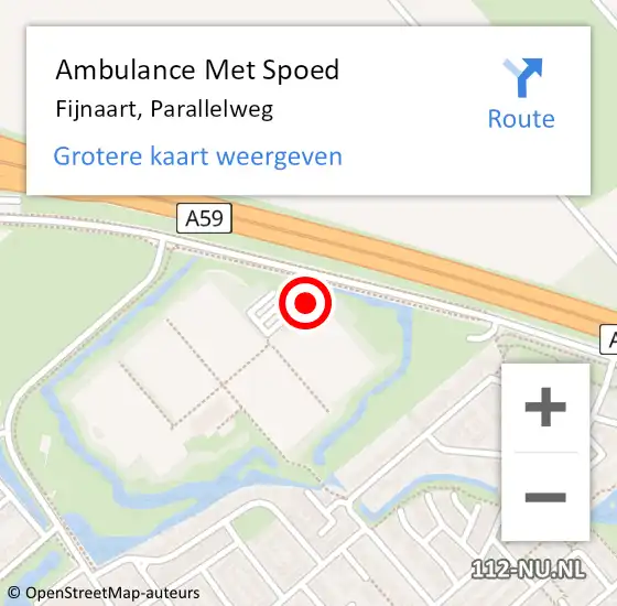 Locatie op kaart van de 112 melding: Ambulance Met Spoed Naar Fijnaart, Parallelweg op 10 december 2016 15:19